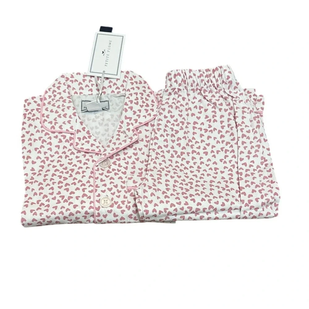 Petite Plume Sweethearts Classic Pajama Set White, Red Size 7 New with tags